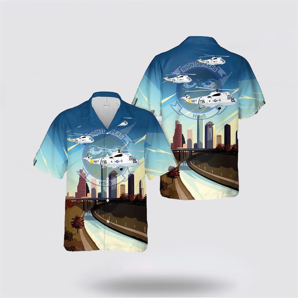 US Navy Sikorsky SH-3 Sea King HS-5 Nightdippers Hawaiian Shirt - Gift For Military Personnel