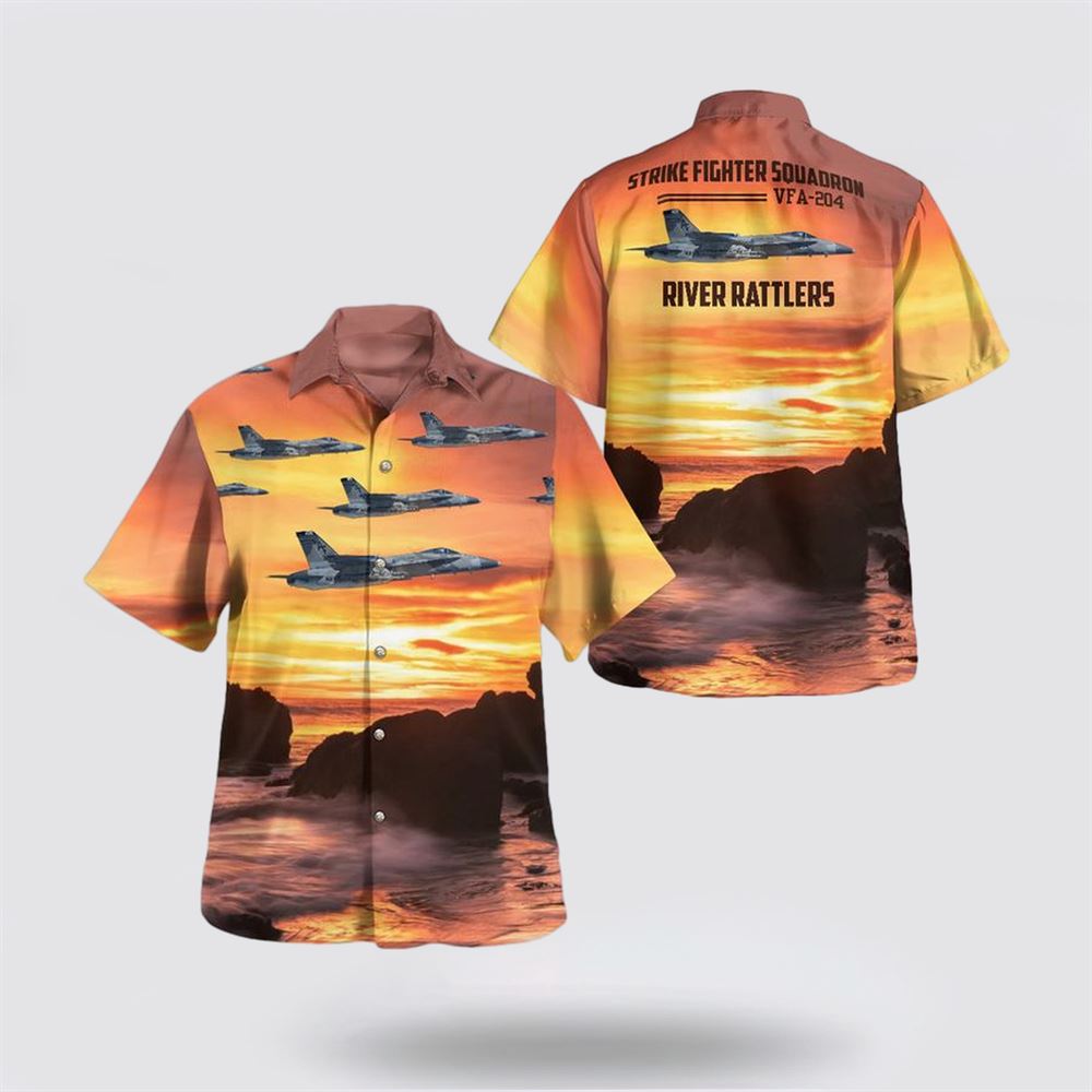 US Navy Strike Fighter Squadron 204 Hawaiian Shirt - Beachwear Gifts For Navy Military Personnel