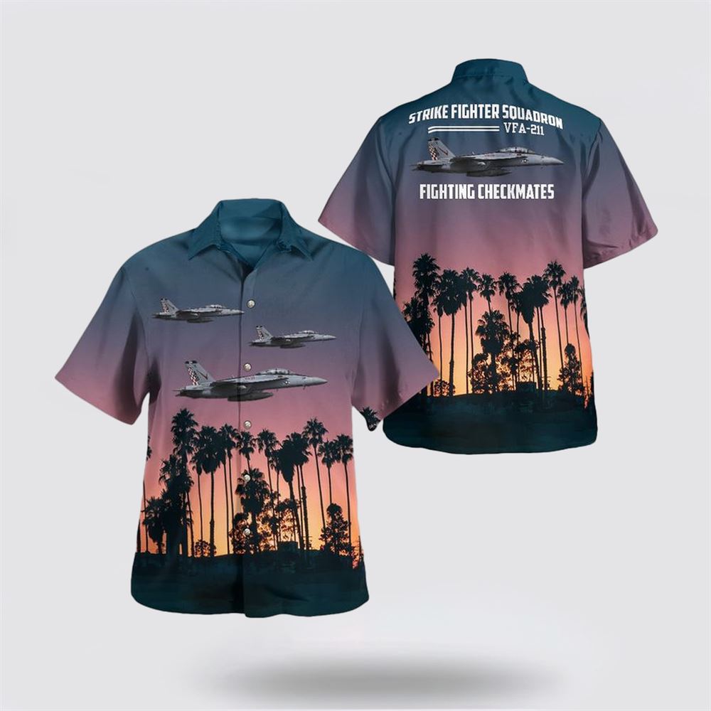 US Navy Strike Fighter Squadron 211 Hawaiian Shirt - Beachwear Gifts For Navy Military Personnel