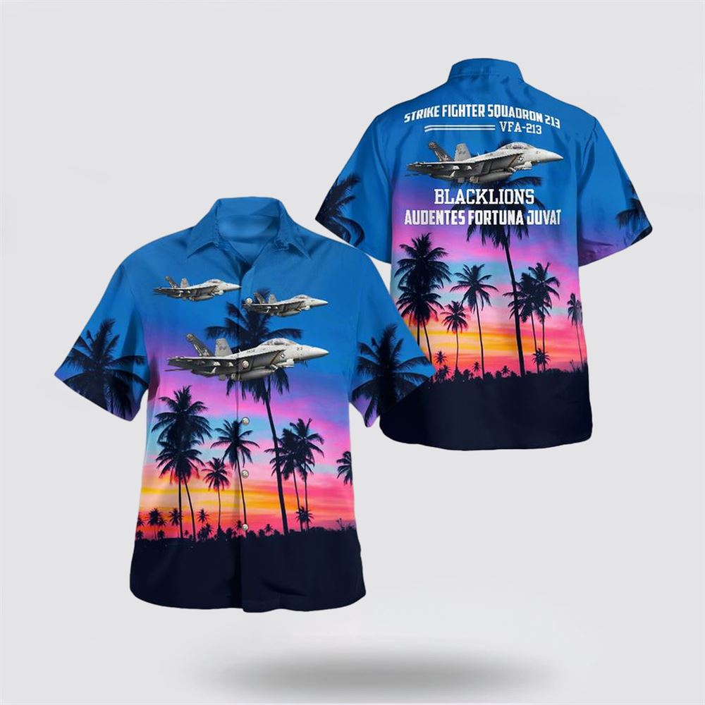 US Navy Strike Fighter Squadron 213 Hawaiian Shirt - Beachwear Gifts For Navy Military Personnel