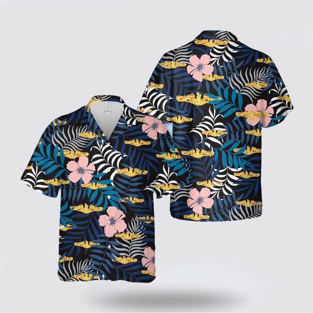 US Navy Submarine Warfare Insignia Hawaiian Shirt - Gifts For Navy Military Personnel