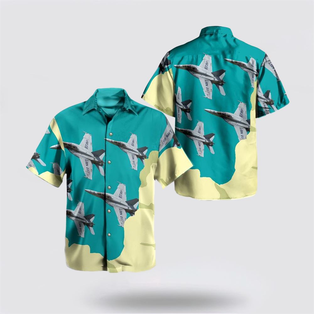 US Navy Sun 'n Fun Boeing FA-18F Super Hornet Hawaiian Shirt - Beachwear Gifts For Navy Military Personnel