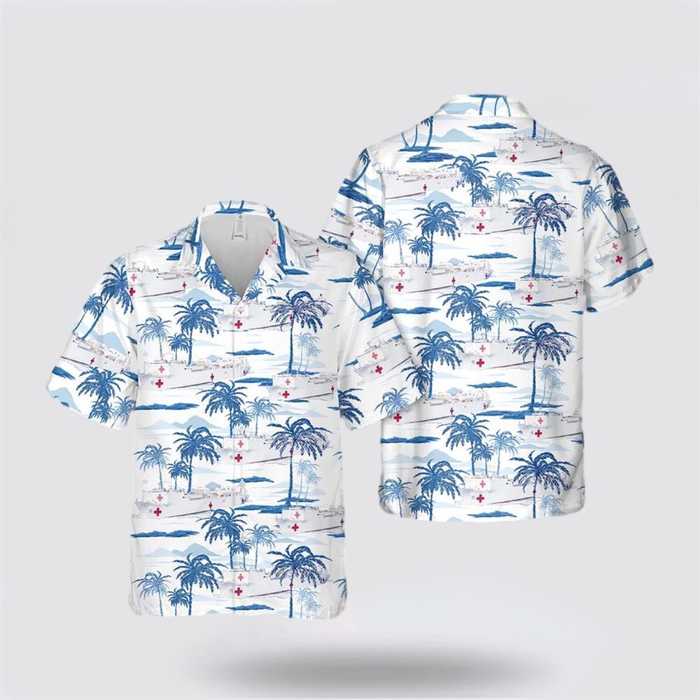 US Navy USNS Mercy (T-AH-19) Hawaiian Shirt - Hawaiian Shirt Gift For Military Personnel
