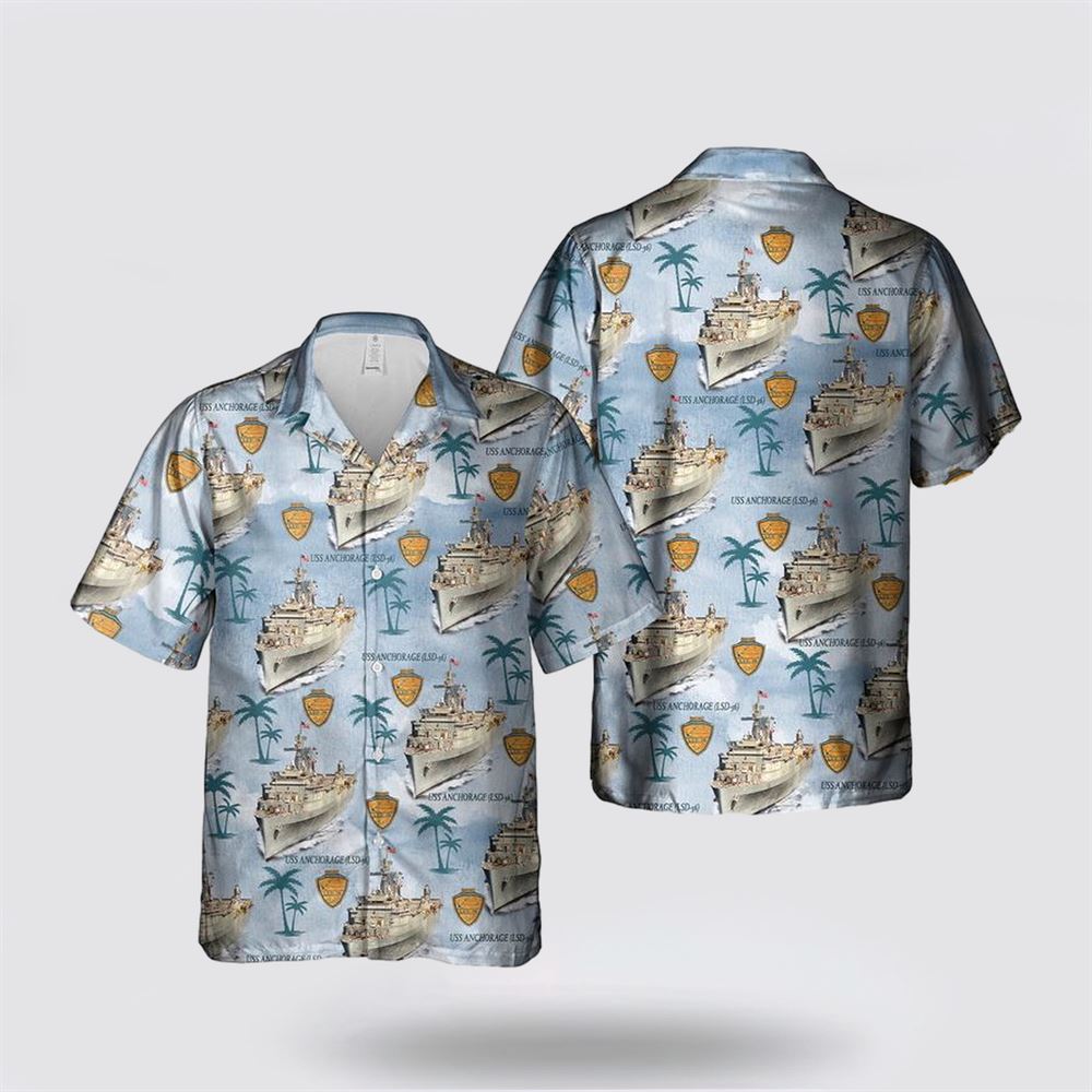 US Navy USS Anchorage LSD36 Hawaiian Shirt - Beach Clothes Gifts For Military Personnel