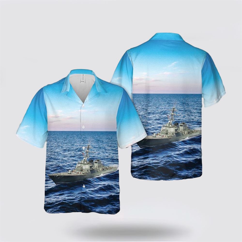 US Navy USS Cole (DDG-67) Arleigh Burke Class Destroyer Hawaiian Shirt - Beachwear Gifts For Navy Military Personnel