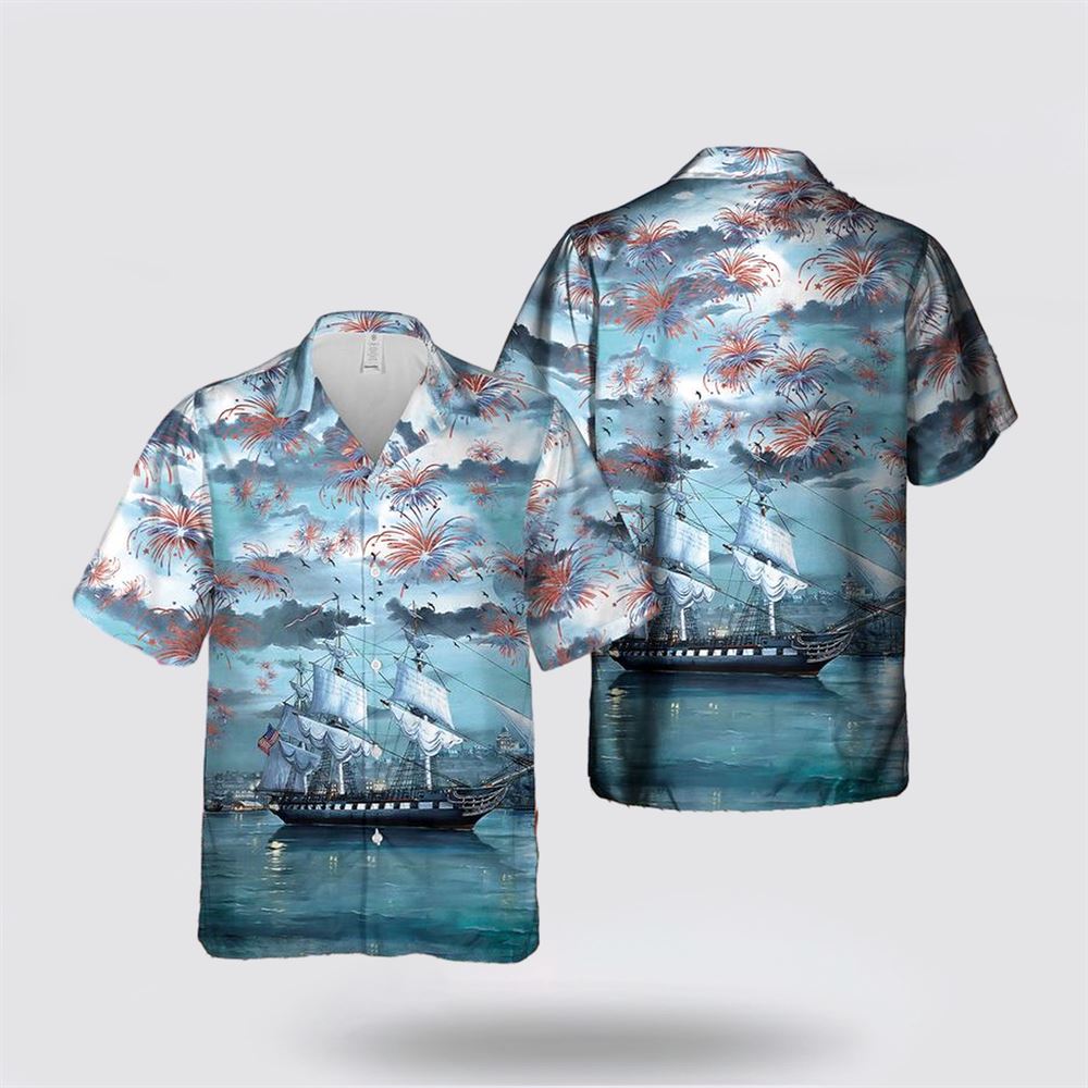 US Navy USS Constitution 4th of July Hawaiian Shirt - Beach Clothes Gifts For Military Personnel