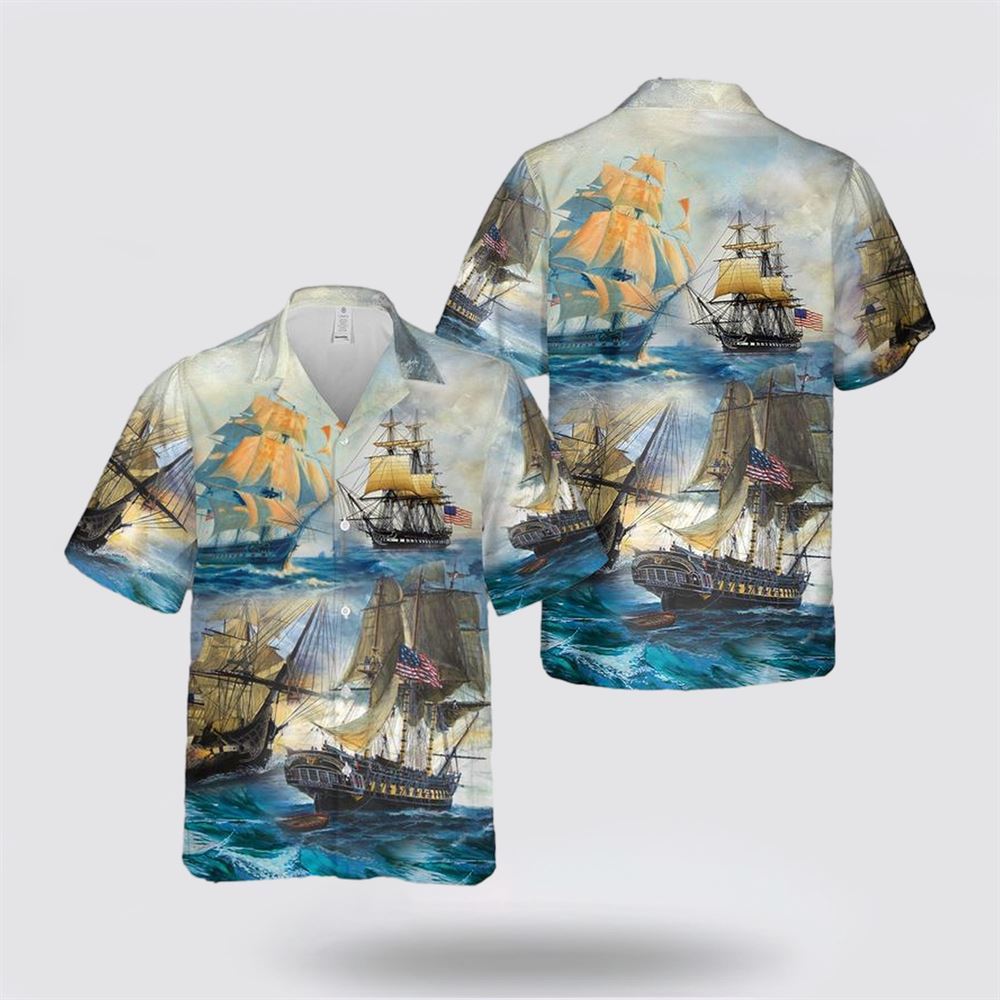 US Navy USS Constitution Hawaiian Shirt - Beach Clothes For Military Personnel
