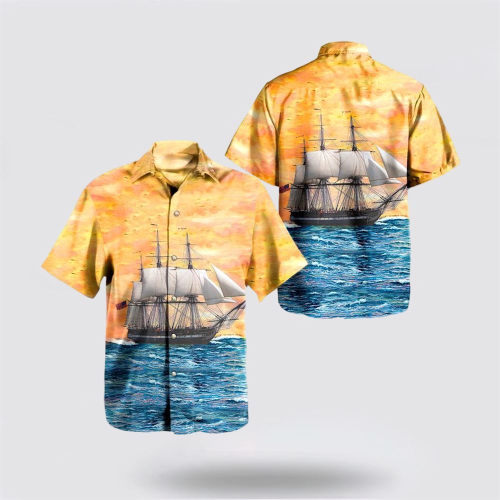 US Navy USS Constitution Hawaiian Shirt - Beachwear Gift For Military Personnel