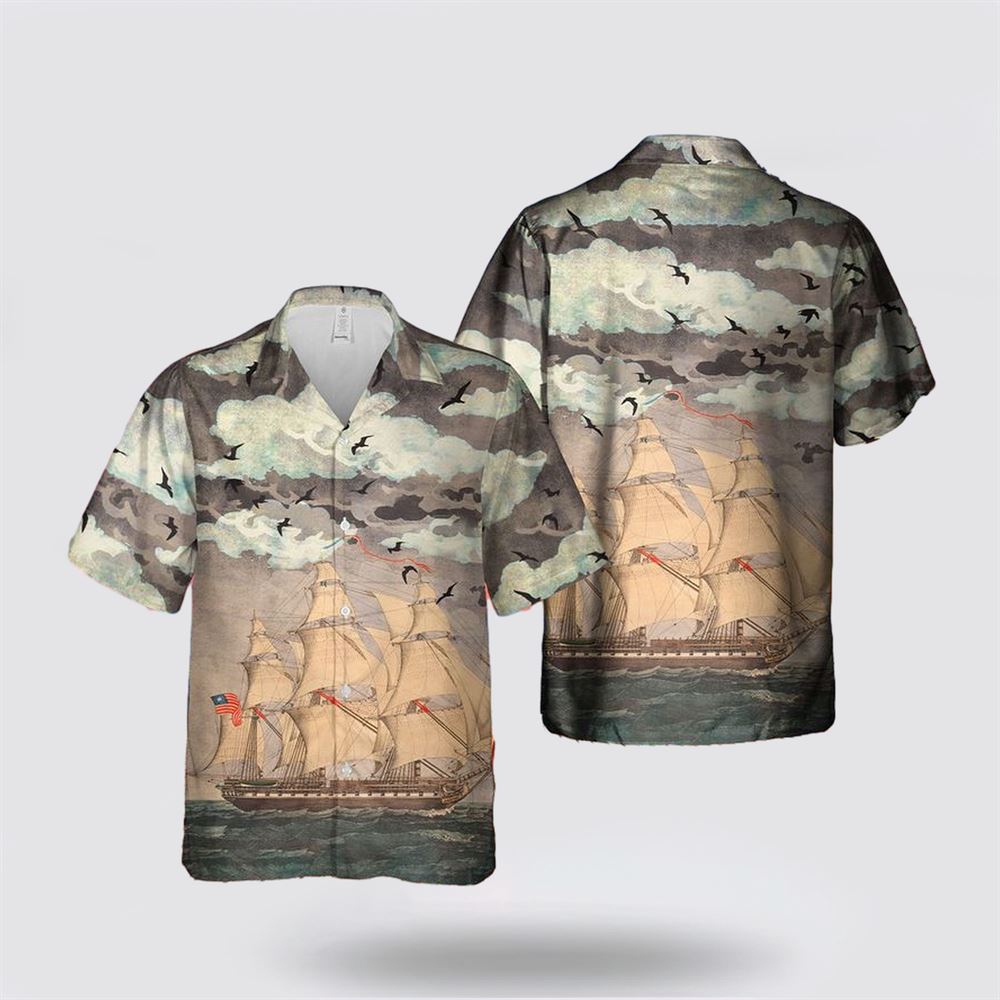 US Navy USS Constitution Hawaiian Shirt - Beachwear Gifts For Navy Military Personnel