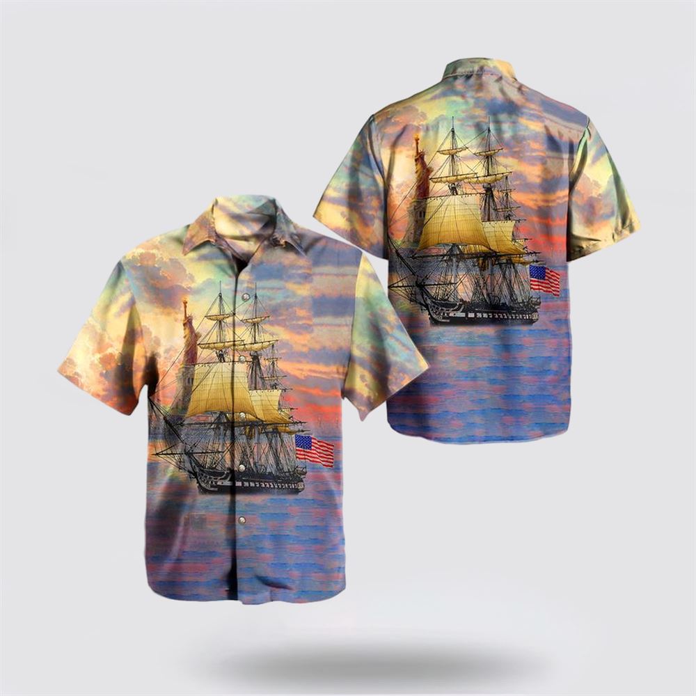 US Navy USS Constitution Independence Day Hawaiian Shirt - Beach Clothes Gifts For Military Personnel