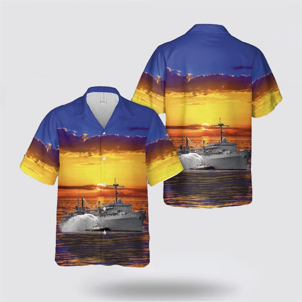 US Navy USS Emory S. Land (AS-39) Hawaiian Shirt - Beach Clothes Gifts For Military Personnel