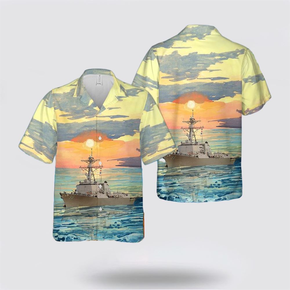 US Navy USS Forrest Sherman (DDG-98) Arleigh Burke Hawaiian Shirt - Beachwear Gifts For Navy Military Personnel