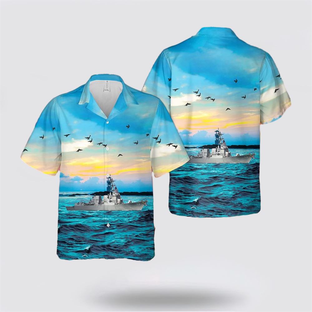 US Navy USS John Finn (DDG-113) Hawaiian Shirt - Beach Clothes Gifts For Military Personnel