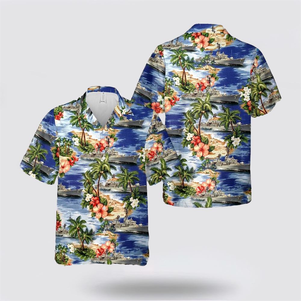 US Navy USS John King (DDG-3) Hawaiian Shirt - Beachwear Gifts For Navy Soldiers