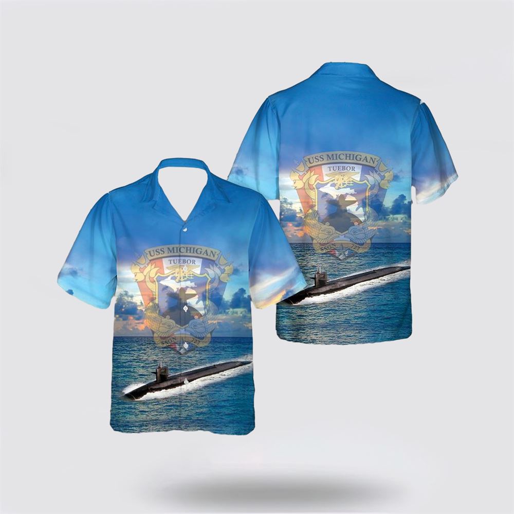 US Navy USS Michigan (SSGN-727) Ohio Class Submarine Guided Missile Submarines Hawaiian Shirt - Gift For Military Personnel