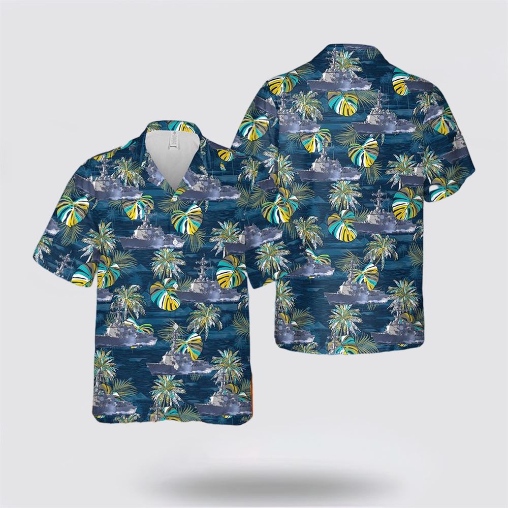 US Navy USS Mustin (DDG-89) Arleigh Burke Class Destroyer Hawaiian Shirt - Beachwear Gifts For Navy Military Personnel