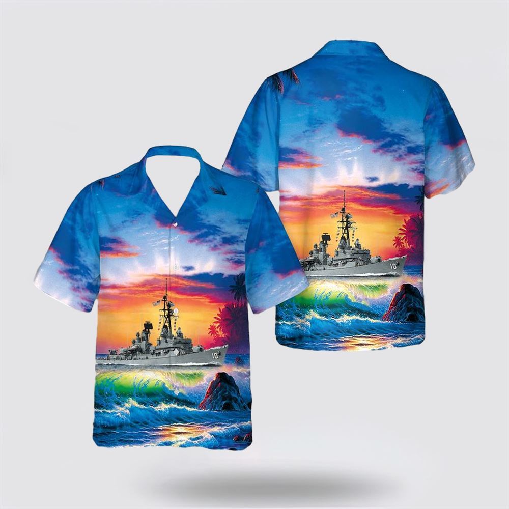 US Navy USS Sampson (DDG-10) Hawaiian Shirt - Beach Clothes For Military Personnel