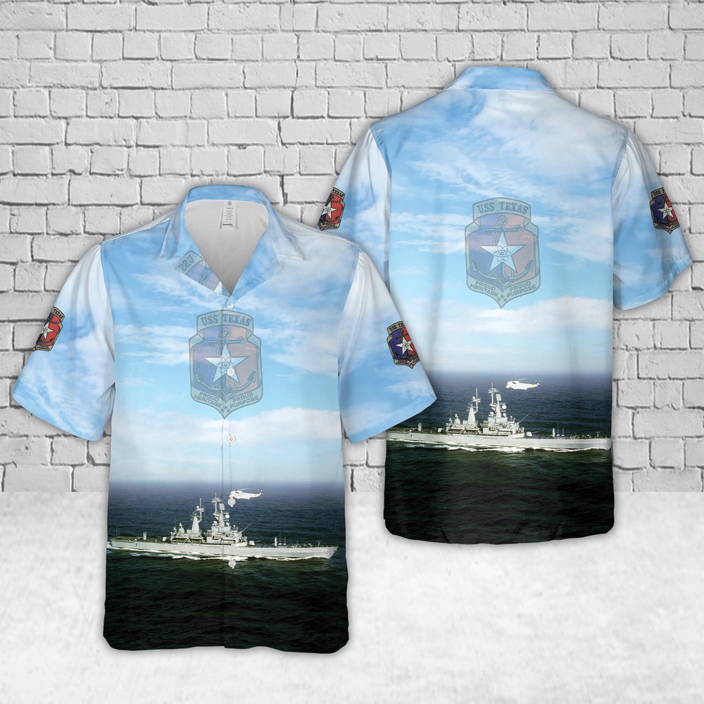 US Navy USS Texas CGN-39 Hawaiian Shirt, Texas Hawaii Shirt, Texas Shirt