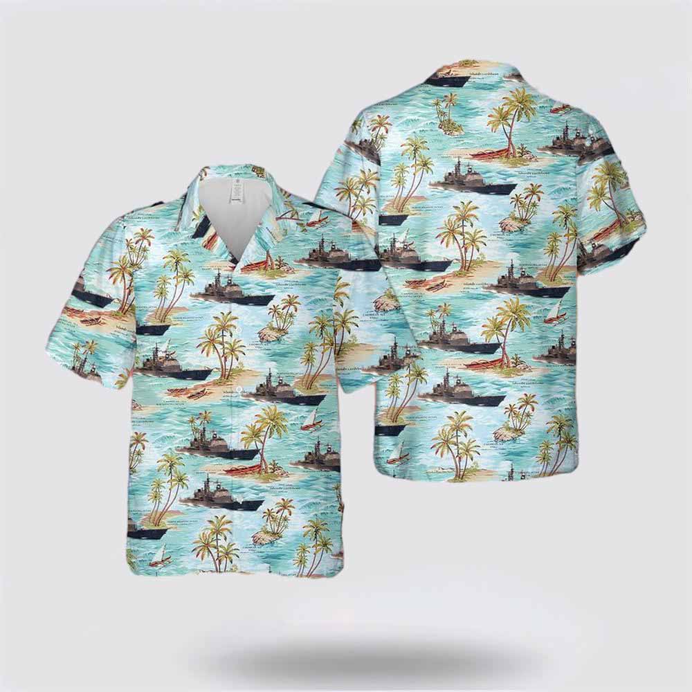 US Navy USS Ticonderoga (CG-47) Hawaiian Shirt - Beach Clothes Gifts For Military Personnel