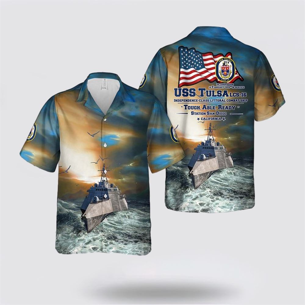 US Navy USS Tulsa (LCS-16) Independence Class Littoral Combat Ship Hawaiian Shirt - Gift For Military Personnel