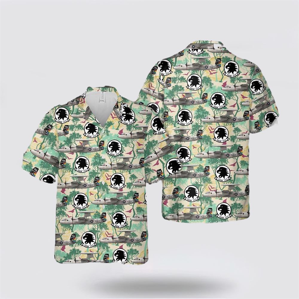US Navy VAW-113 Black Eagles E-2D Hawaiian Shirt Hawaiian Shirt - Beachwear Gift For Military Personnel