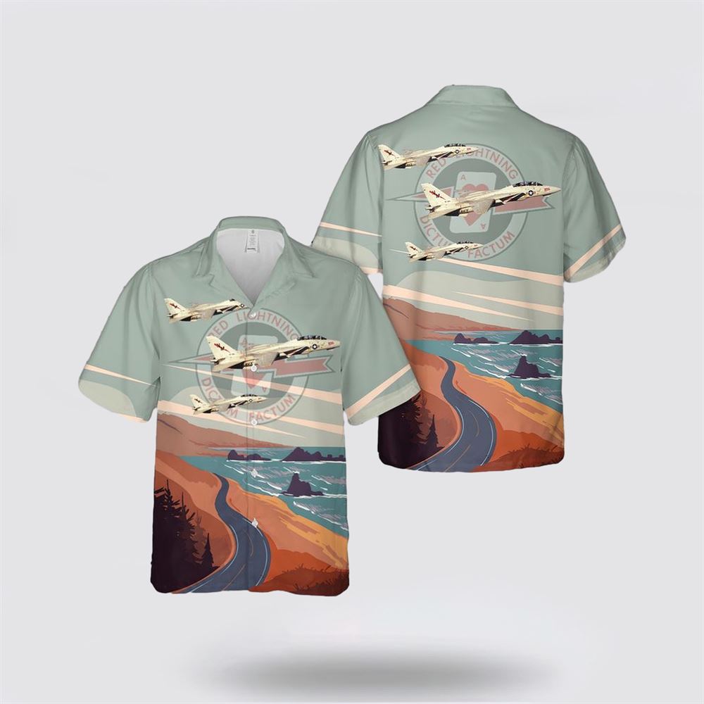 US Navy VF-194 (1986-1988) F-14A Tomcat Hawaiian Shirt - Gift For Military Personnel