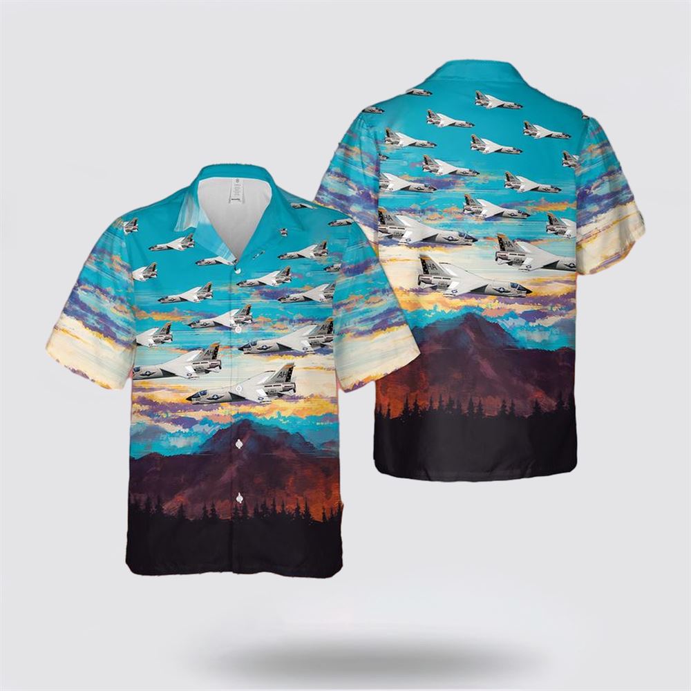 US Navy Vought F-8 Crusader Hawaiian Shirt - Beach Clothes Gifts For Military Personnel