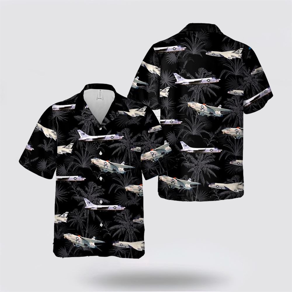 US Navy Vought RF-8 Crusader Hawaiian Shirt - Gifts For Navy Soldiers
