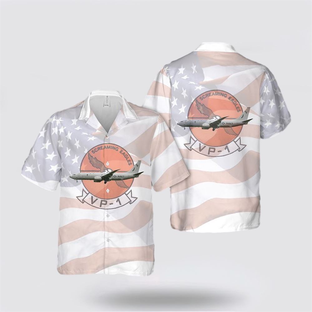 US Navy VP-1 Screaming Eagles P-8A Hawaiian Shirt - Beachwear Gift For Military Personnel