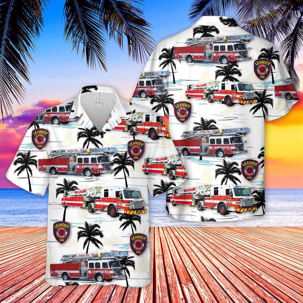 US Texas Leander Fire Department Hawaiian Shirt, Texas Hawaii Shirt, Texas Shirt