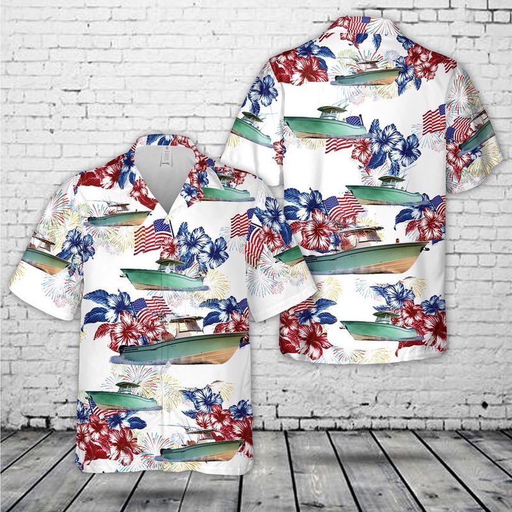 Usa Grady-White Boats Canyon Center Console Hawaiian Shirt, 4th Of July Hawaiian Shirt, 4th Of July Shirt