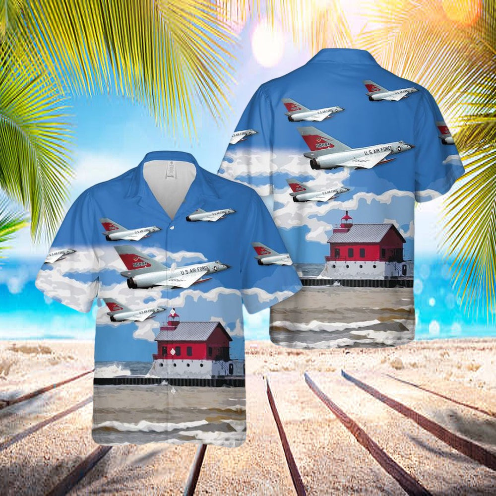 Usaf Air Defense, Tactical Air Command 87th Fighter-Interceptor Squadron F-106 Hawaiian Shirt - Beachwear For Men - Best Hawaiian Shirts