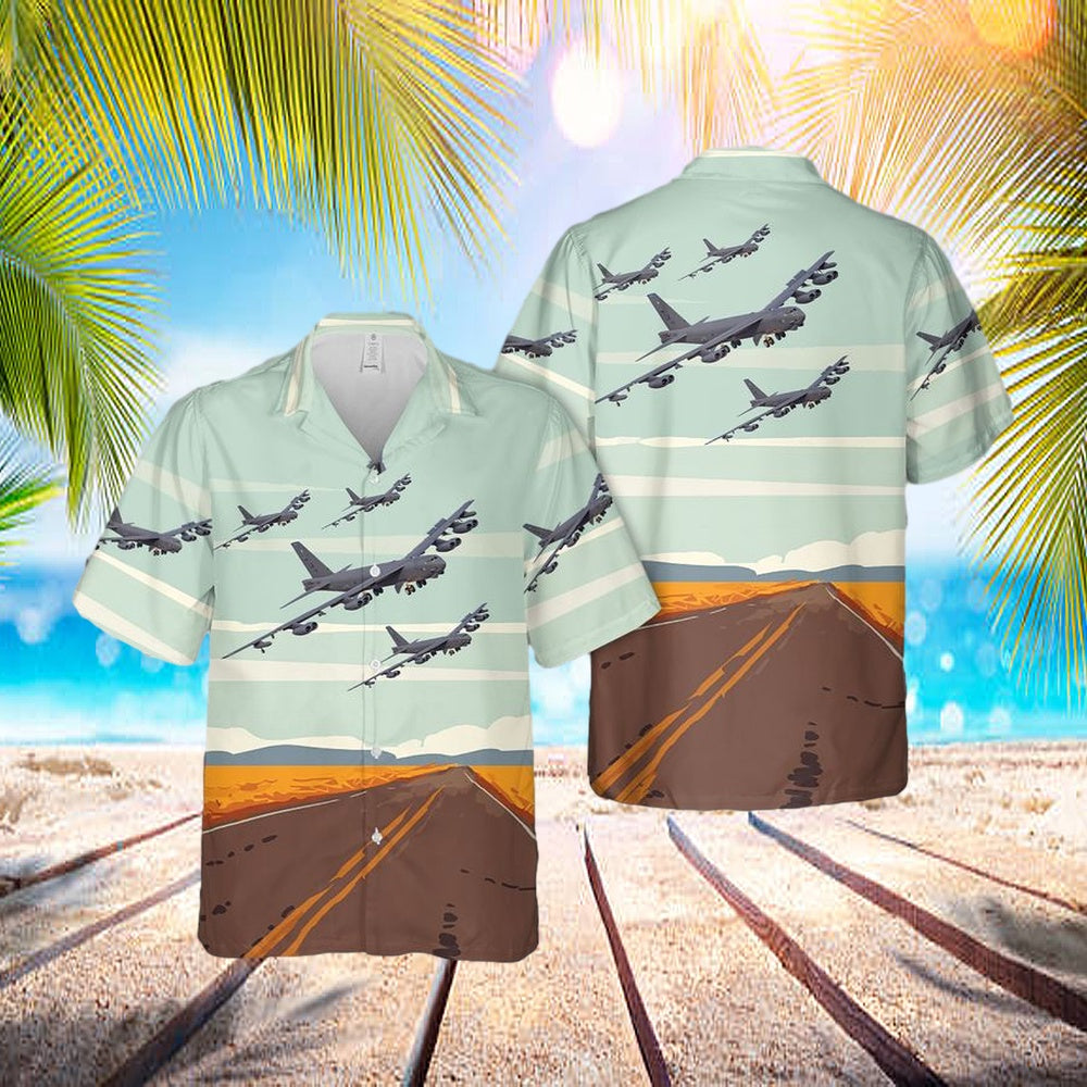 Usaf B-52h Stratofortress Flying Over Texas Hawaiian Shirt - Beachwear For Men - Best Hawaiian Shirts