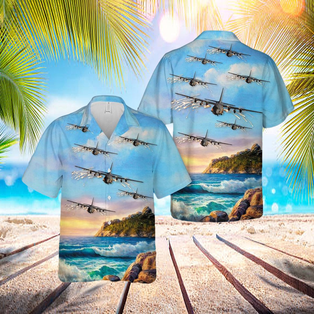 Usaf Lockheed Ac-130u 4th Special Operations Squadron Hawaiian Shirt - Beachwear For Men - Best Hawaiian Shirts