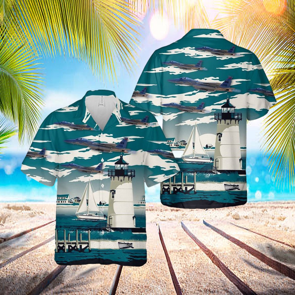 Usaf Massachusetts Air National Guard 131st Fighter Squadron Mcdonnell Douglas F-15c Eagle Hawaiian Shirt - Beachwear For Men - Best Hawaiian Shirts