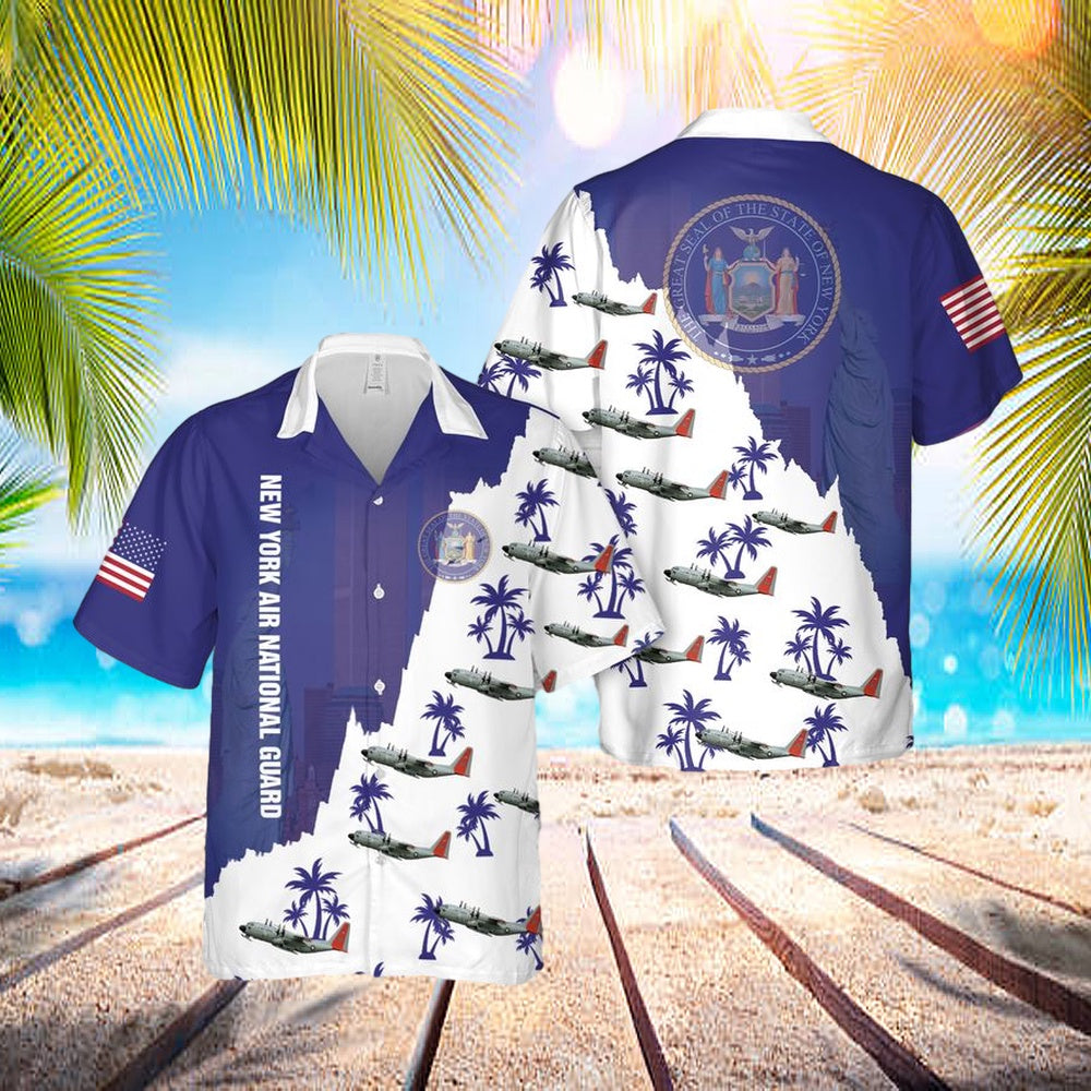 Usaf New York Air National Guard Lockheed Lc-130 Hawaiian Shirt - Beachwear For Men - Best Hawaiian Shirts