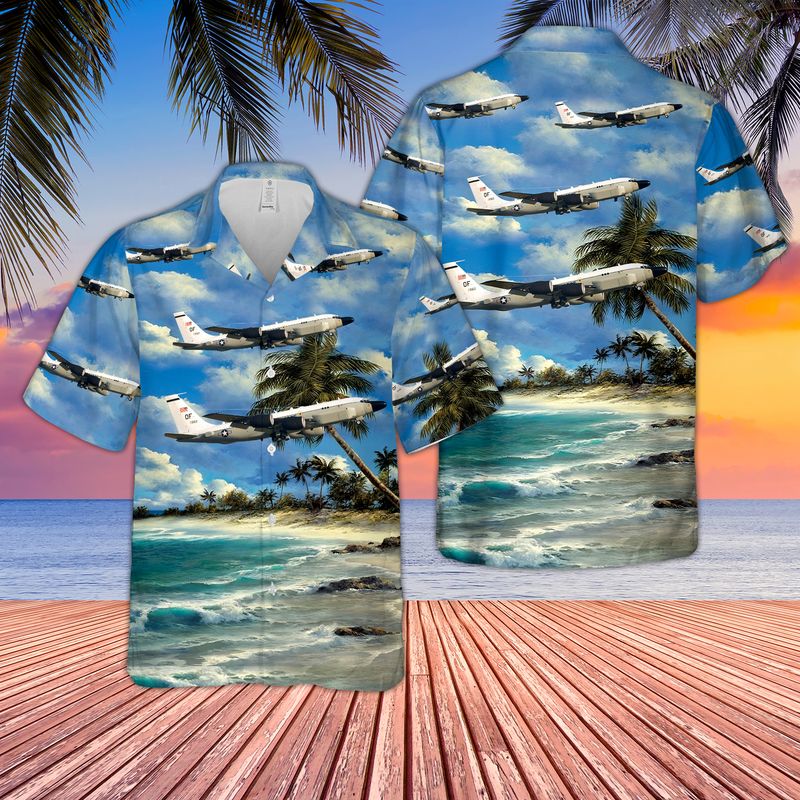 Usaf Rc-135 Rivet Joint Recon Airplane Hawaiian Shirt - Beachwear For Men - Best Hawaiian Shirts