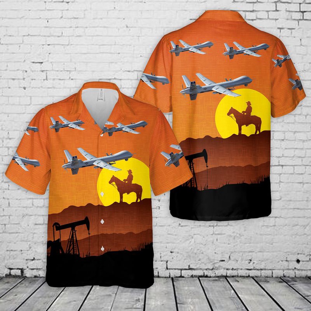 USAF Texas Air National Guard 147th Attack Wing MQ-9 Reaper Hawaiian Shirt, Texas Hawaii Shirt, Texas Shirt