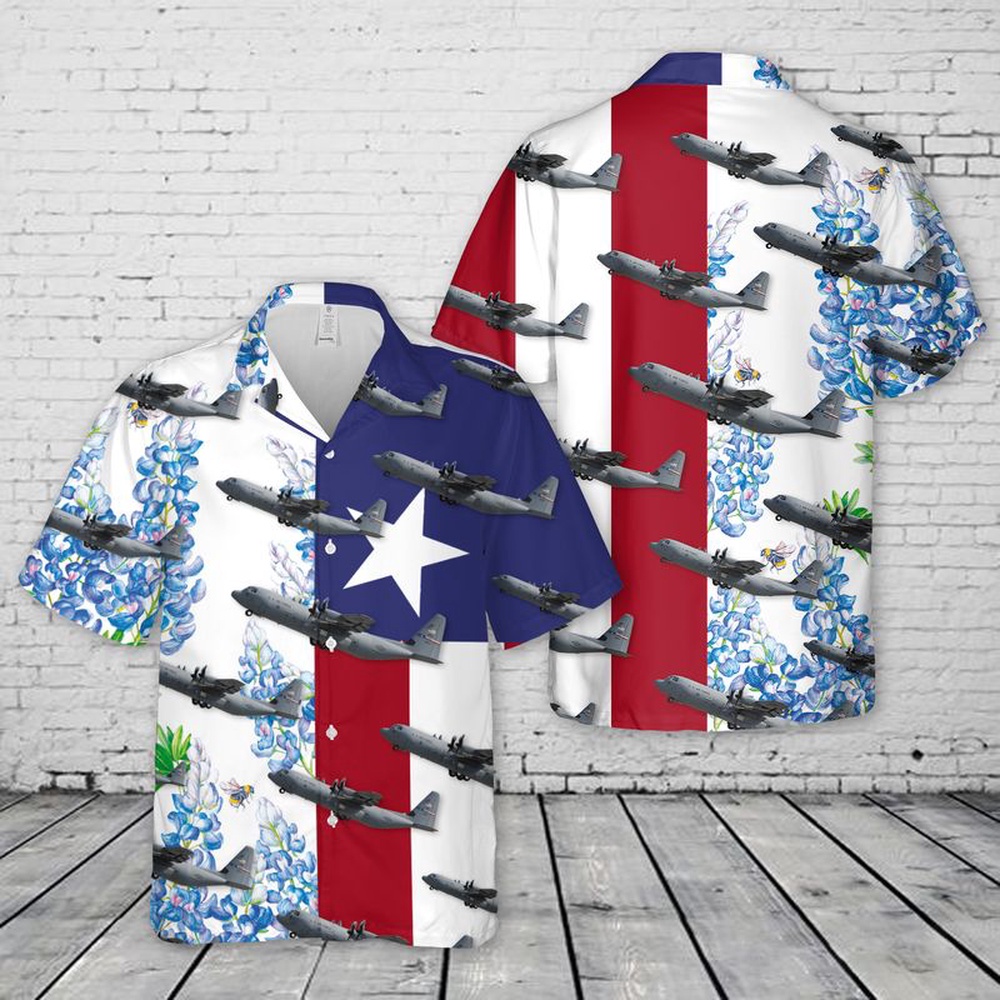 USAF Texas Air National Guard C-130J Hawaiian Shirt, Texas Hawaii Shirt, Texas Shirt