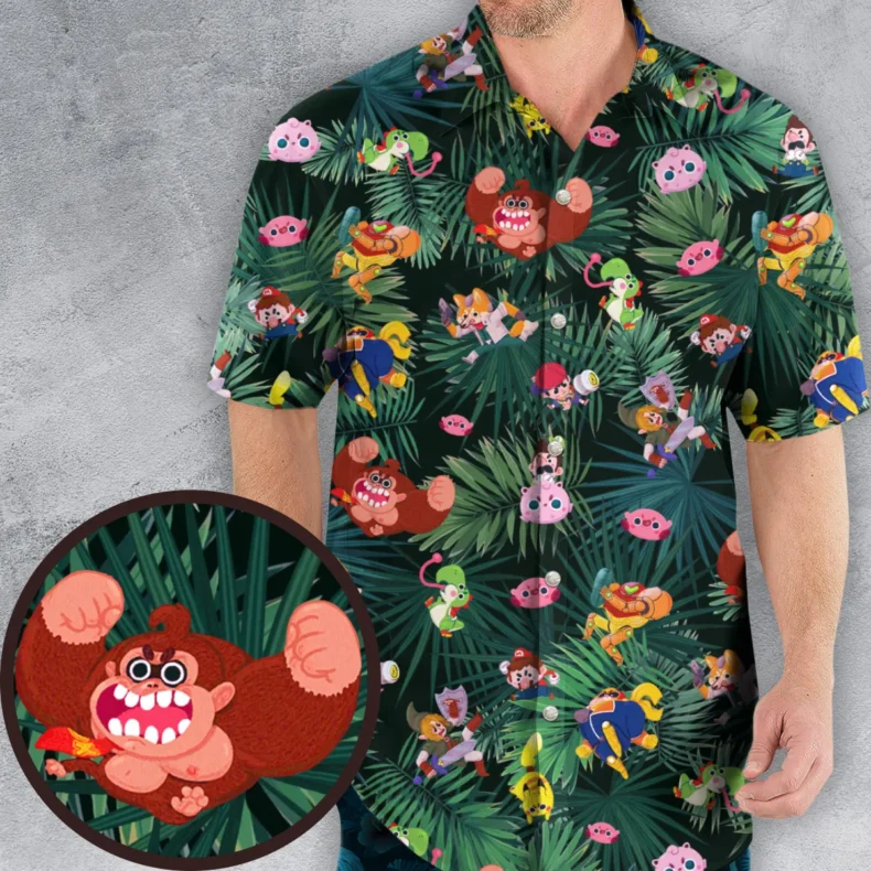 Video Game Characters Pattern Hawaiian Shirt