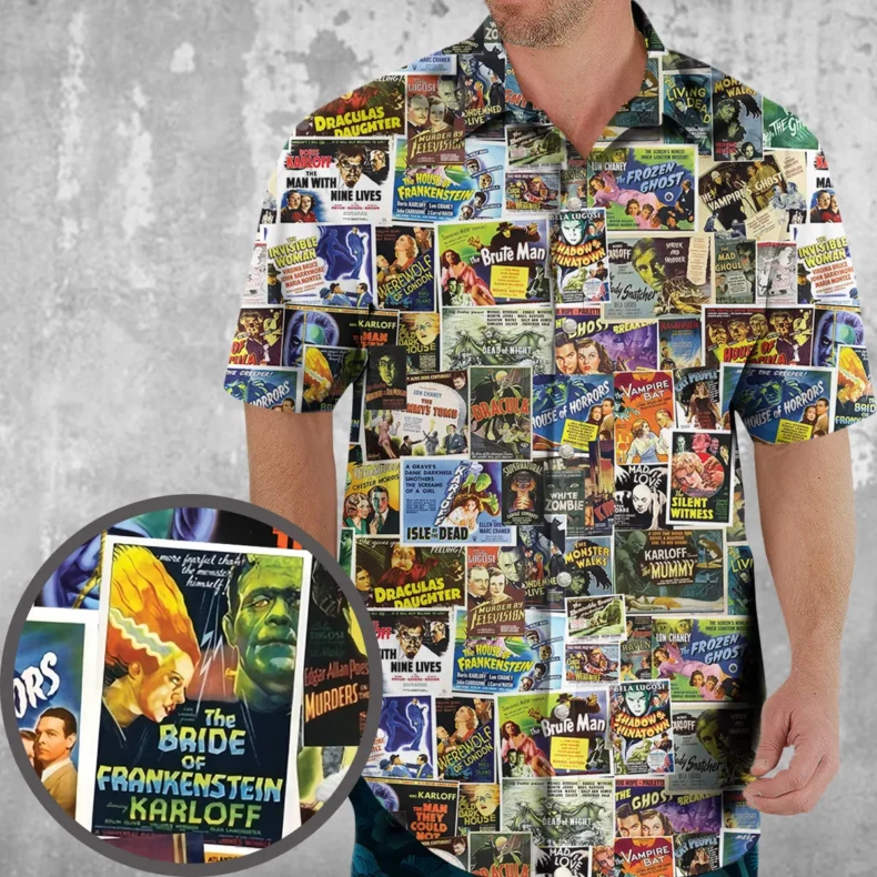 Vintage Horror Movies Hawaiian Shirt