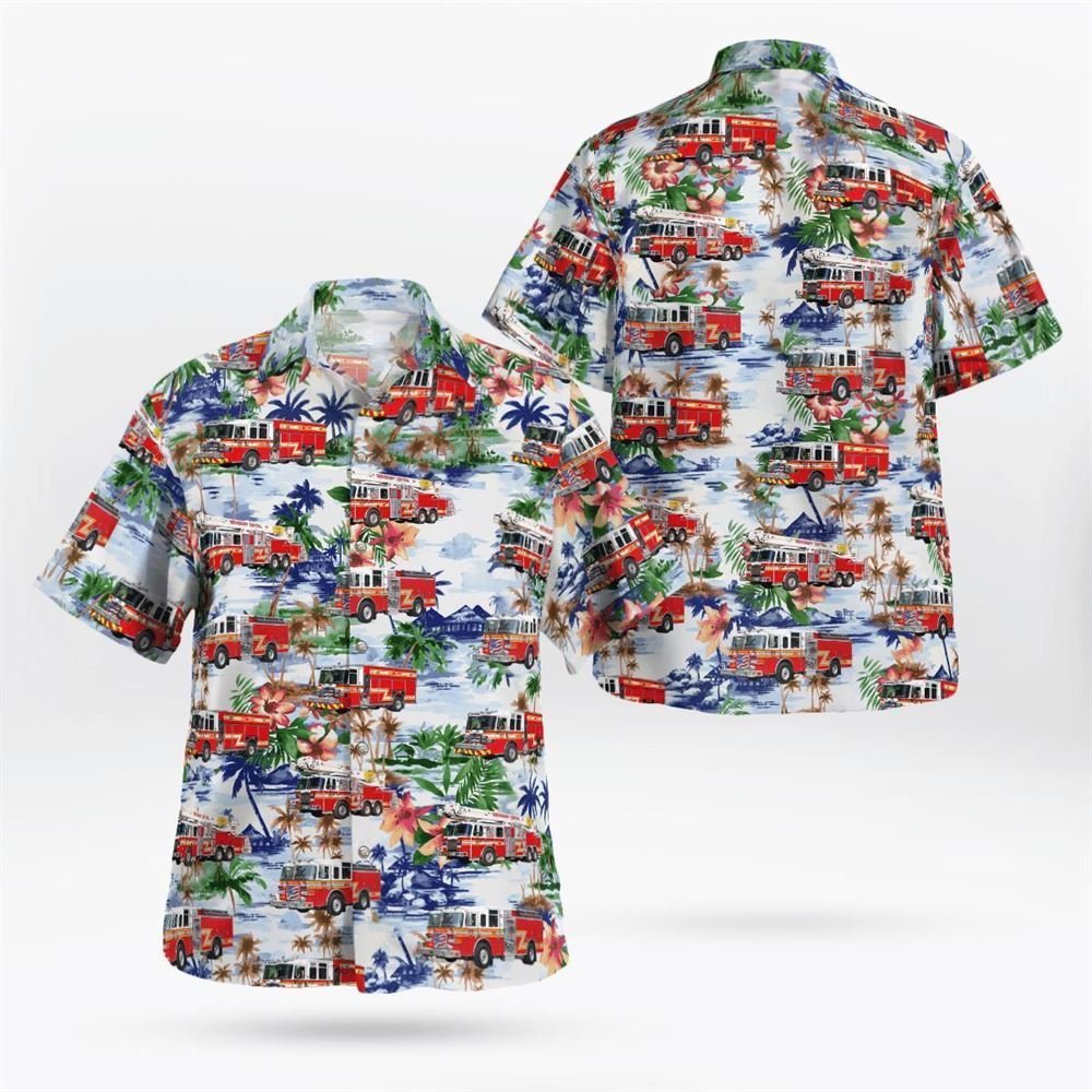 Warren County, New York, Queensbury Central Volunteer Fire Company Hawaiian Shirt - Gifts For Firefighters In Warren County, NY
