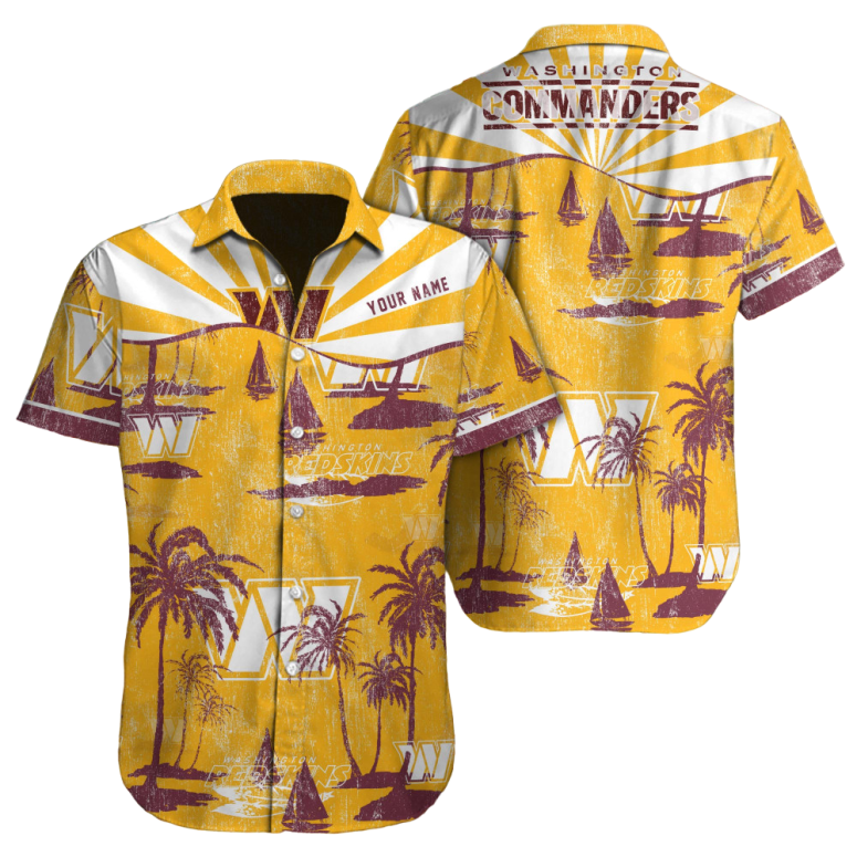 Washington Commanders Golden Sail Hawaiian Shirt