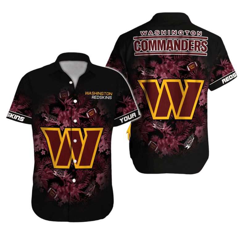 Washington Commanders Midnight Bloom Hawaiian Shirt