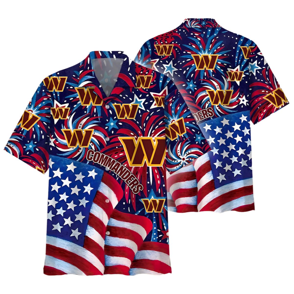 Washington Commanders Patriotic Celebration Hawaiian Shirt