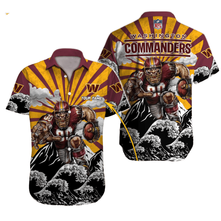 Washington Commanders Rising Wave Hawaiian Shirt