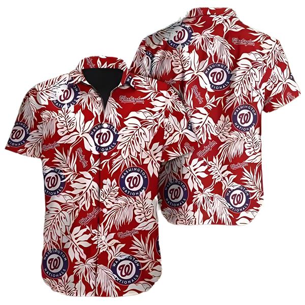 Washington Nationals Hawaiian Shirt Tropical Leaf