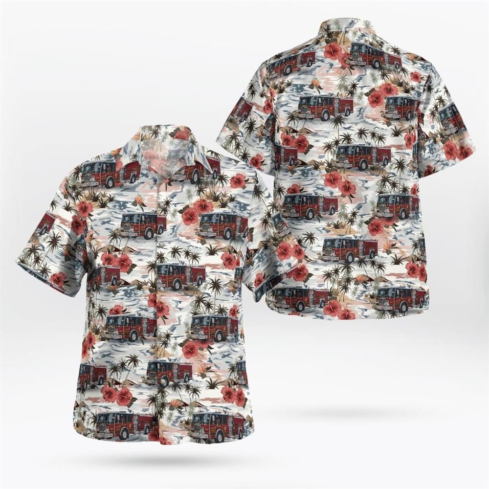 Waterford, New York, Waterford Fire Department (Knickerbocker Steamer Co. #1) Hawaiian Shirt - Gifts For Firefighters In Waterford, NY