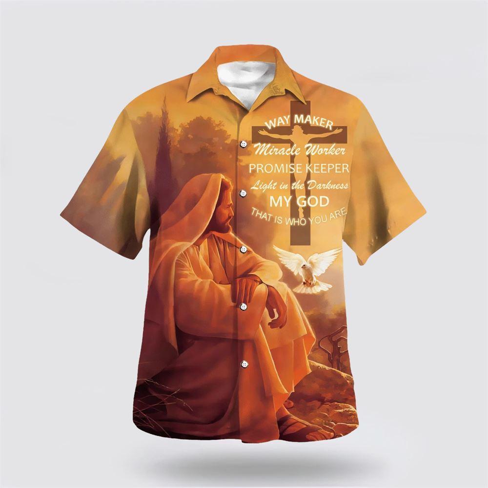 Way Marker Miracle Worker Promise Keeper Light In The Darkness My God Hawaiian Shirt - Gifts For Christian Families