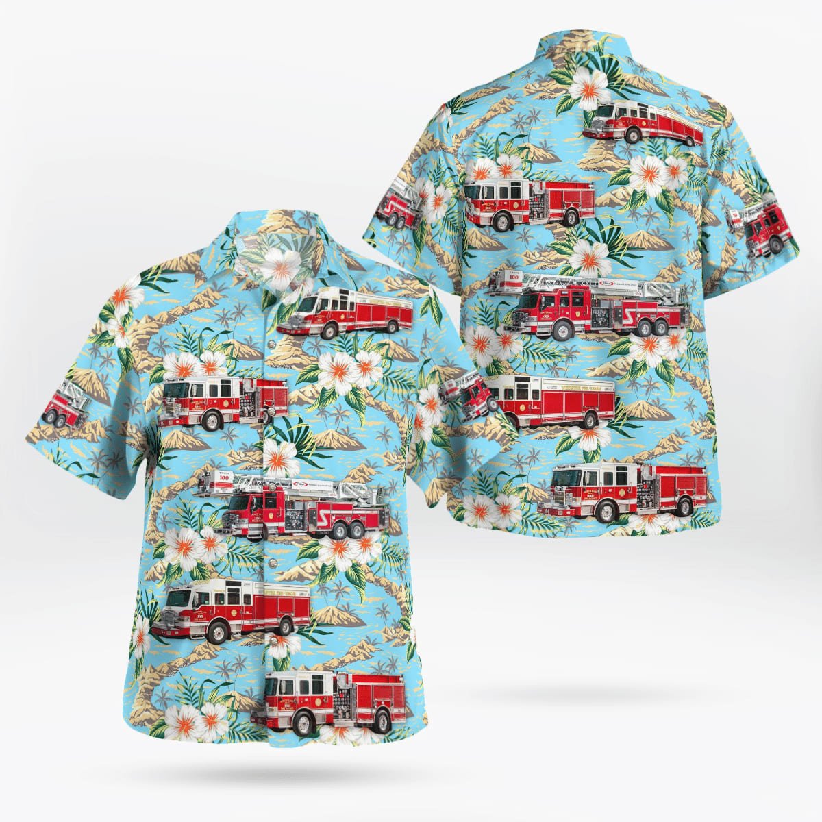 Webster, Monroe County, New York, North East Joint Fire District Hawaiian Shirt - Gifts For Firefighters In Webster, NY